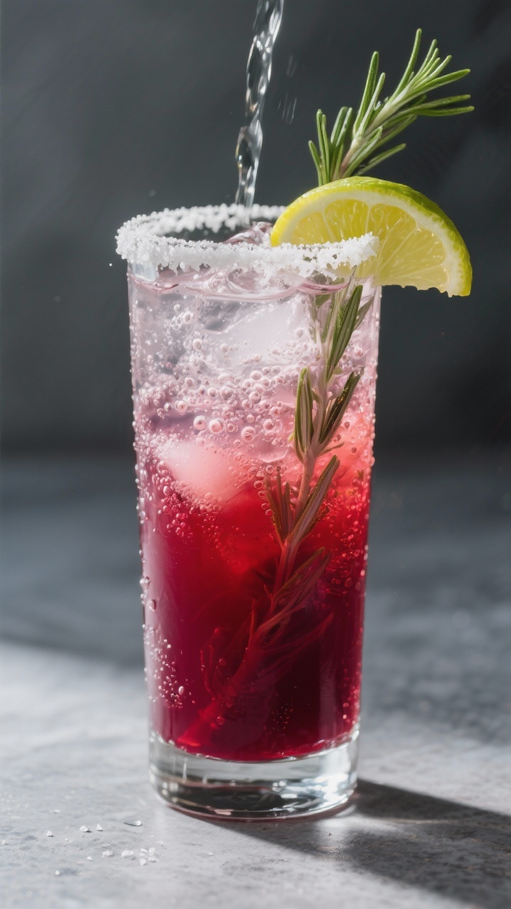 25 oz fresh beet juice, squeeze of lime—topped with tonic poured down the side for preserved carbo
