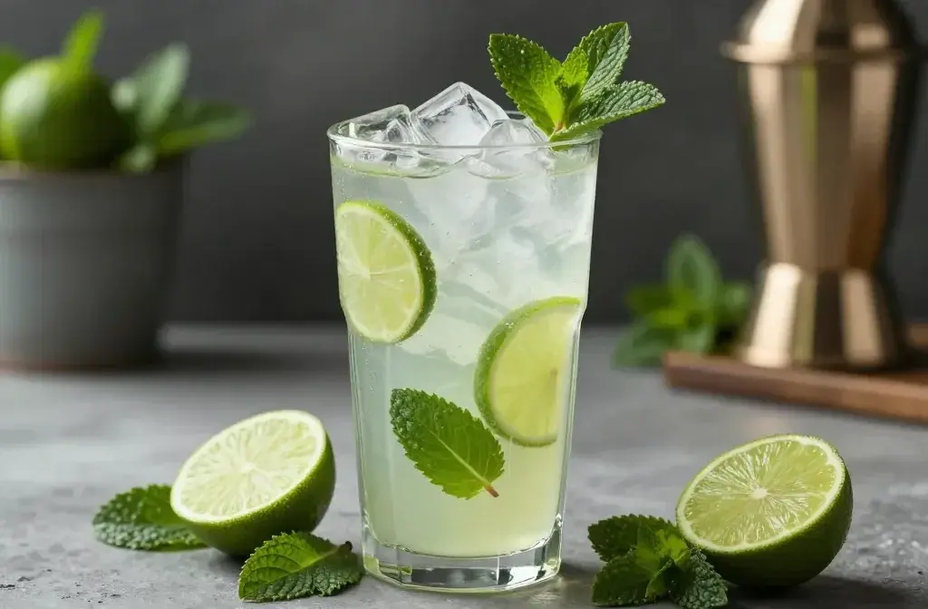 Fresh Iced Mint Lime Cooler