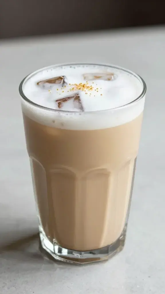 oat milk iced hazelnut latte with sea salt pinch