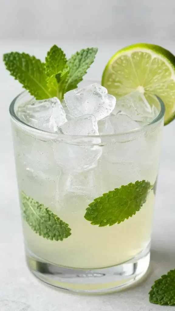 Mai Tai in rocks glass, crushed ice, mint, lime wheel