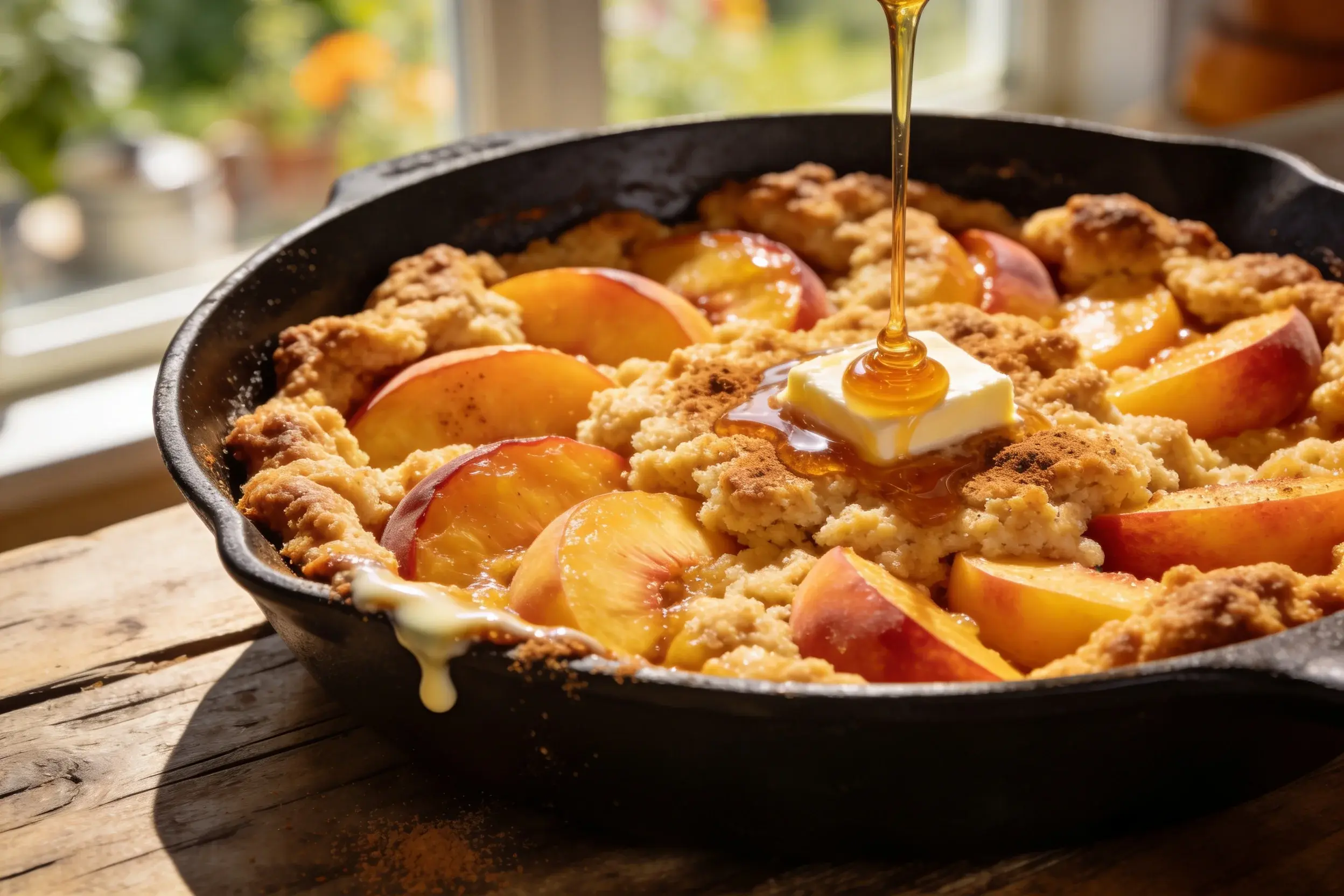 Honey Peach Skillet Cobbler: Summer in a Spoon