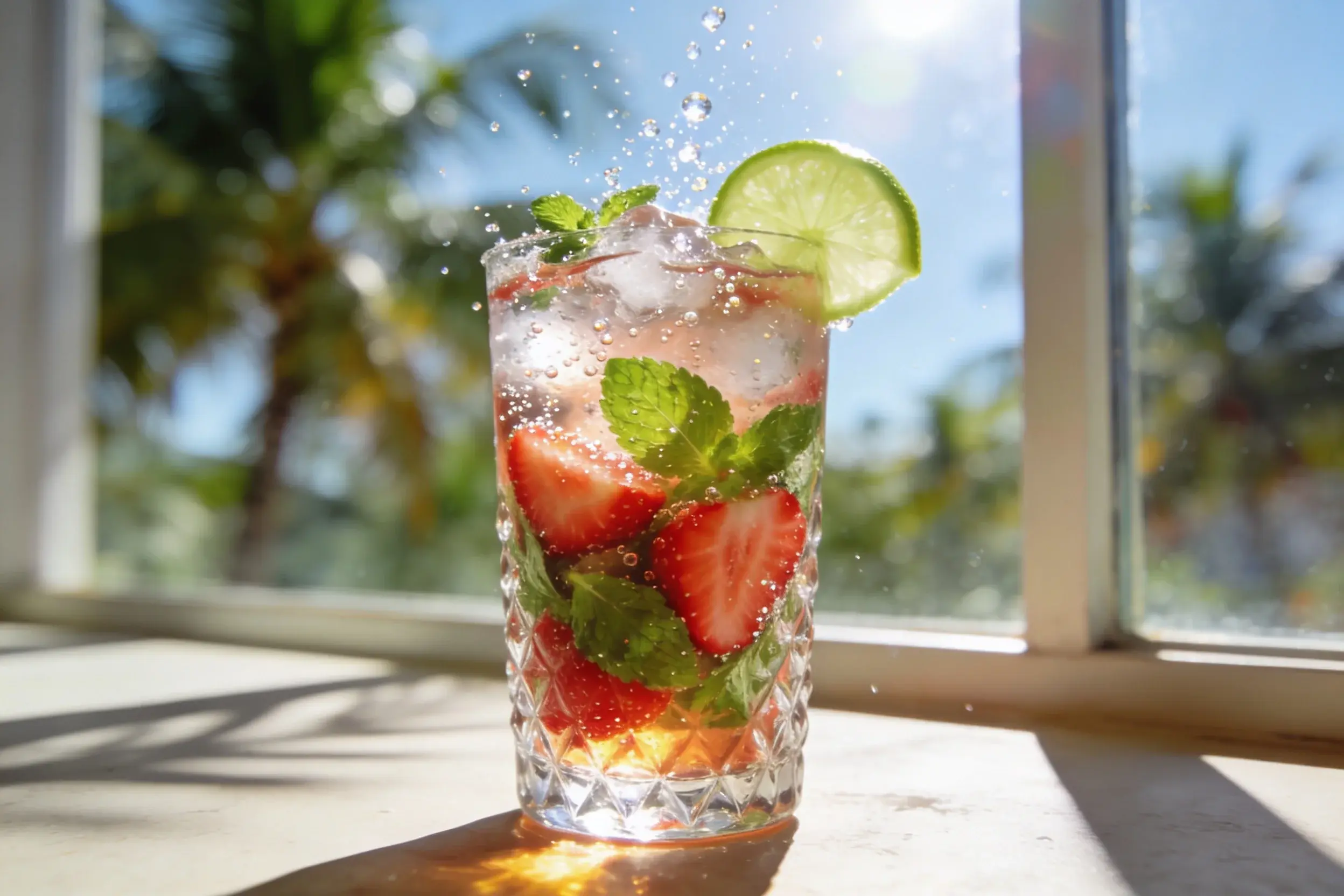 Strawberry Mint Sparkling Mocktail: Sunshine in a Glass