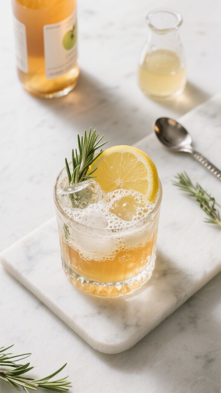 Overhead “tasty top view”: Rocks-glass version over clear ice, topped with a lively fizz of club