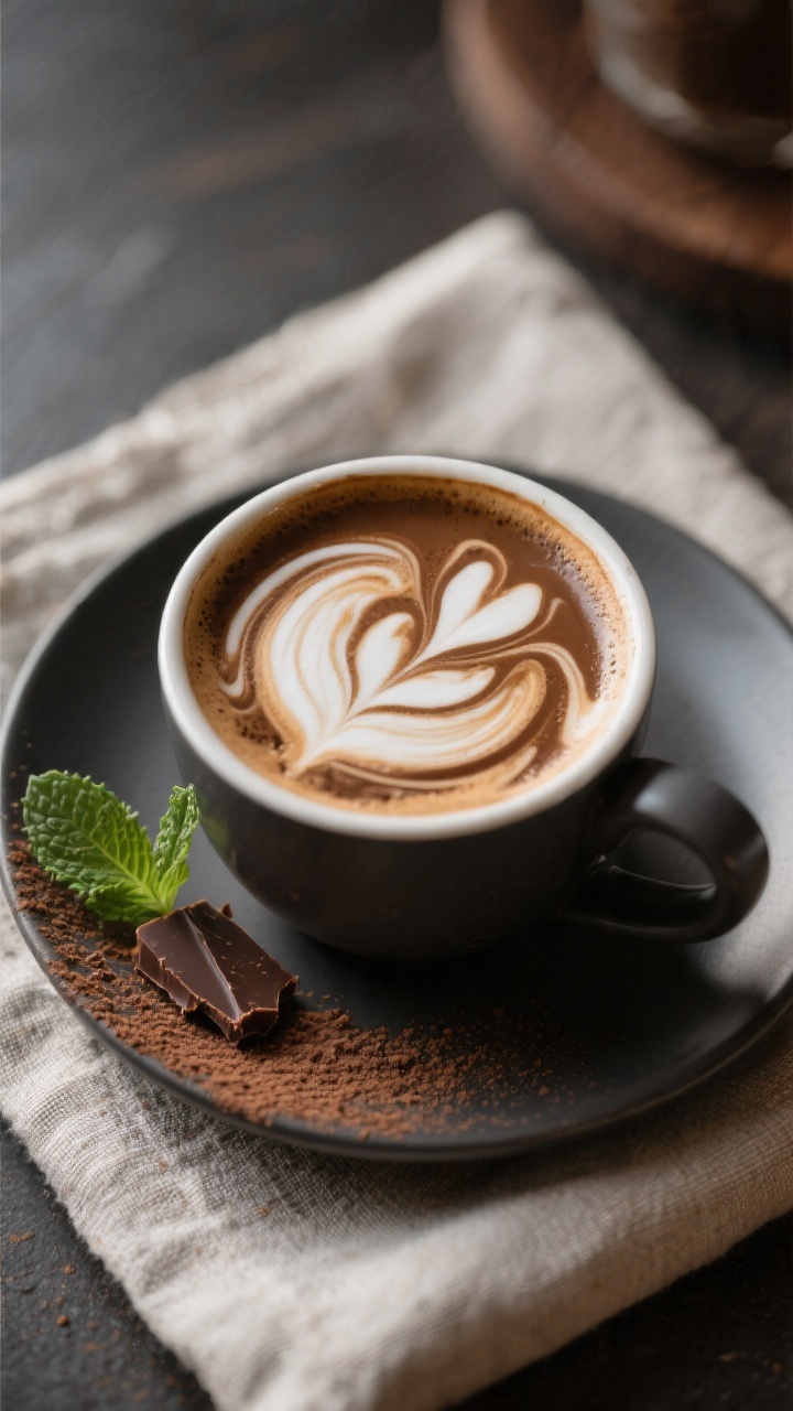 Final presentation, café-style: A richly brewed mug of coffee swirled with the Peppermint Mocha Cre