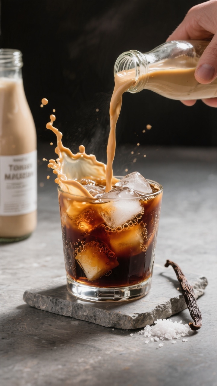 Final presentation: Restaurant-quality pour scene of chilled Toasted Marshmallow Creamer streaming i