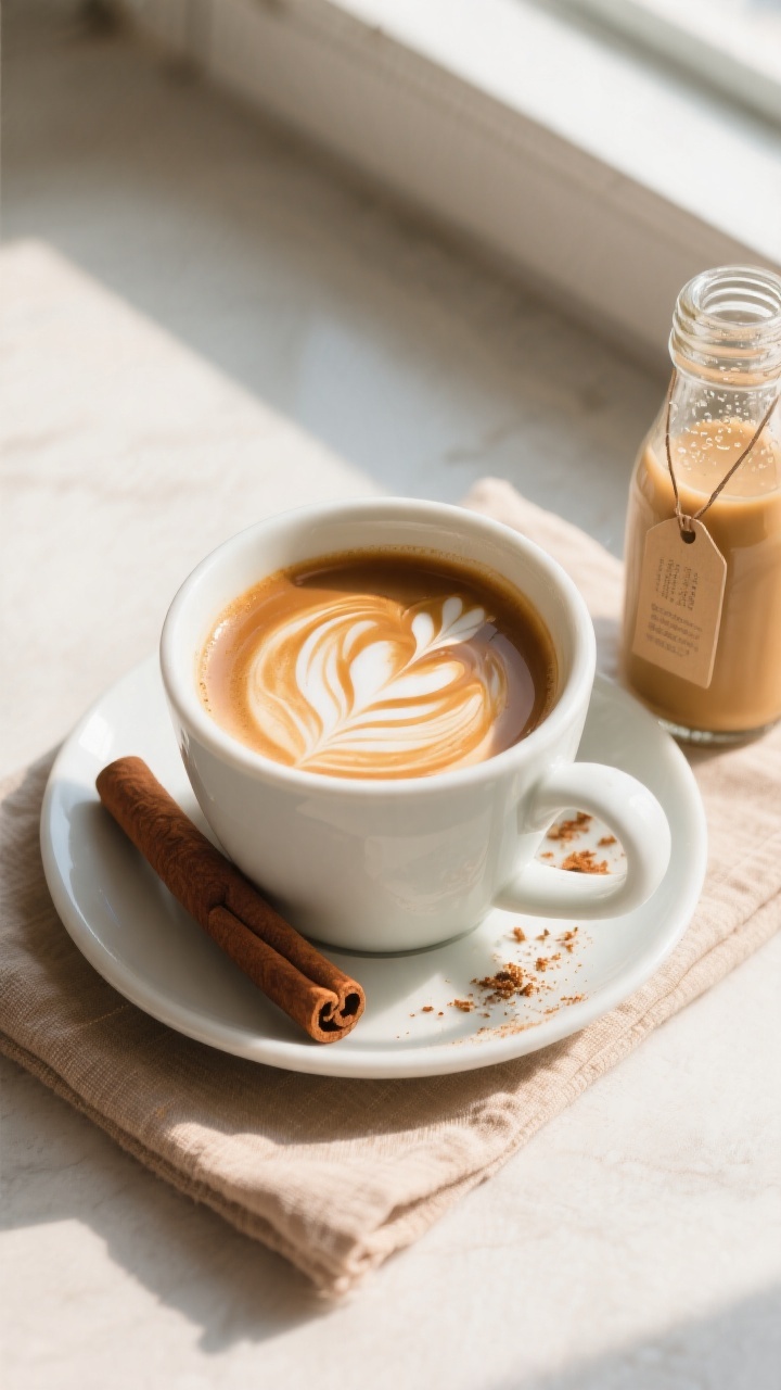 Tasty top view: Overhead shot of a mug of hot medium-roast coffee with a generous pour of brown suga